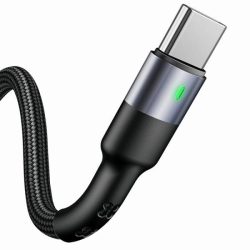   USAMS kábel fonott U26 USB-C 1m 1db készlet 3A gyorstöltés fekete SJ313TC01 (US-SJ313)