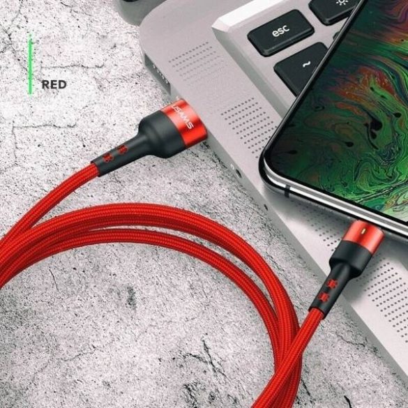 USAMS kábel fonott U26 USB-C 1m 1db készlet 3A gyorstöltés piros SJ313TC02 (US-SJ313) (US-SJ313)