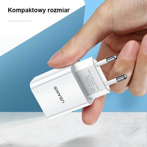 USAMS töltő 1xUSB T18 2,1A (csak fej) fehér Gyorstöltés CC075TC01