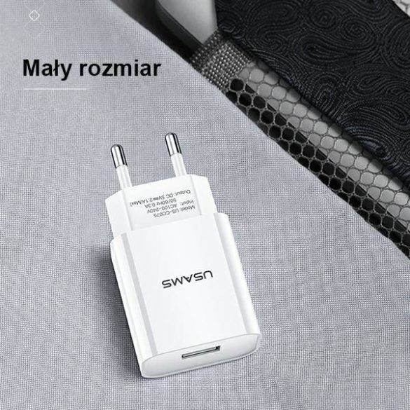 USAMS töltő 1xUSB T18 2,1A (csak fej) fehér Gyorstöltés CC075TC01