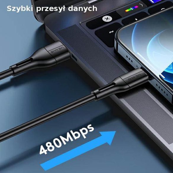 USAMS kábel U68 USB-C 2A gyorstöltés 1m fekete SJ501USB01 (US-SJ501)