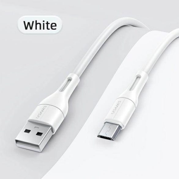 USAMS kábel U68 microUSB 2A gyorstöltés 1m fehér SJ502USB02 (US-SJ502)