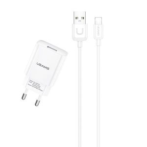 USAMS töltő 1xUSB T21 lightning fehér 2,1A gyorstöltés T21OCLN01