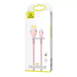   USAMS kábel fonott U33 lightning 1,2m 2A gyorstöltés rózsaszín SJ360USB03 (US-SJ360)