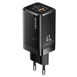   USAMS Hálózati tölts T41 USB-C+USB GaN 47 WPD+QC (csak a fej) Gyors töltő fekete CC137TC01 (US-CC1)