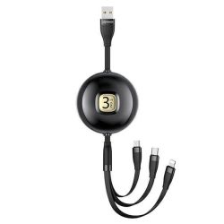   USAMS kábel U69 3 az 1-ben 1m fekete (lightning/microUSB/USB-C) SJ508USB01 (US-SJ508)