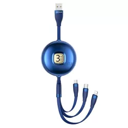   USAMS kábel U69 3 az 1-ben 1m kék (lightning/microUSB/USB-C) SJ508USB02 (US-SJ508)