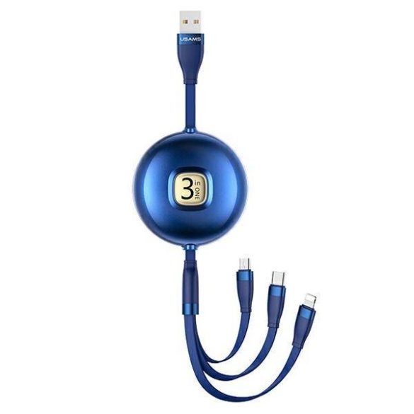 USAMS kábel U69 3 az 1-ben 1m kék (lightning/microUSB/USB-C) SJ508USB02 (US-SJ508)