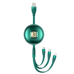   USAMS kábel U69 3 az 1-ben 1m zöld (lightning/microUSB/USB-C) SJ508USB03 (US-SJ508)