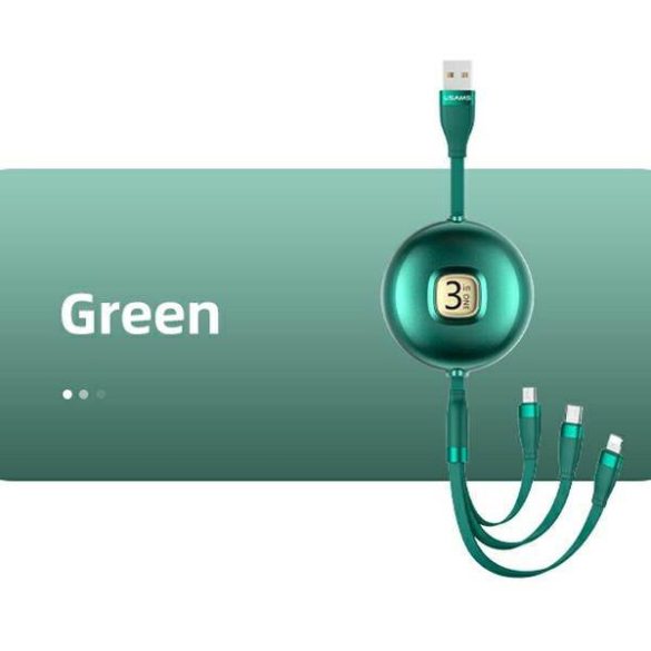 USAMS kábel U69 3 az 1-ben 1m zöld (lightning/microUSB/USB-C) SJ508USB03 (US-SJ508)