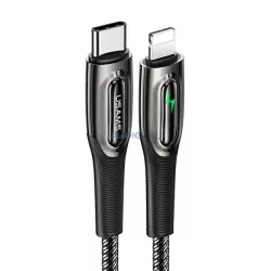   USAMS kábel fonott USB-C - Lightning Smart Power-off 20W PD kábel 1.2m fekete SJ518USB01 (US-SJ518)