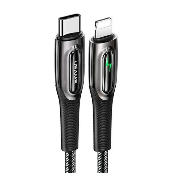 USAMS kábel fonott USB-C - Lightning Smart Power-off 20W PD kábel 1.2m fekete SJ518USB01 (US-SJ518)