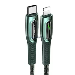   USAMS kábel fonott USB-C - Lightning Smart Power-off 20W PD kábel1.2m sötétzöld SJ518USB02 (US-SJ518)