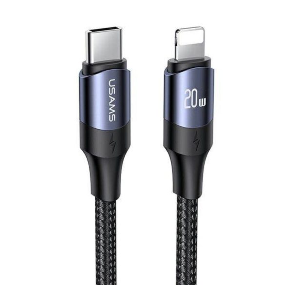 USAMS kábel U71 USB-C - Lightning 1,2m 20W PD gyorstöltés fekete SJ521USB01 (US-SJ521)