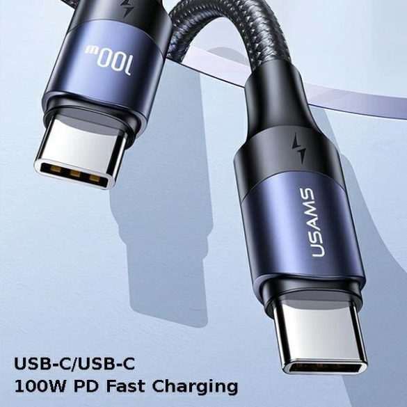 USAMS kábel U71 USB-C - USB-C 1,2m 100W PD gyorstöltés fekete SJ524USB01 (US-SJ524)