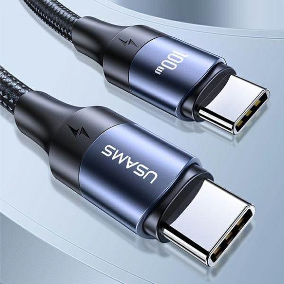 USAMS kábel U71 USB-C - USB-C 1,2m 100W PD gyorstöltés fekete SJ524USB01 (US-SJ524)