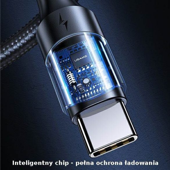 USAMS kábel U71 USB-C - USB-C 2m 100W PD gyorstöltés fekete SJ525USB01 (US-SJ525)