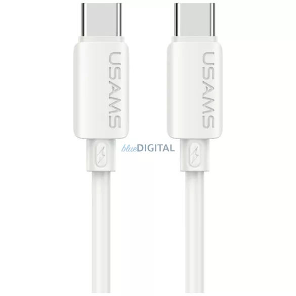 USAMS U98 szilikon USB-C - USB-C kábel 60W 3A gyorstöltés - fehér