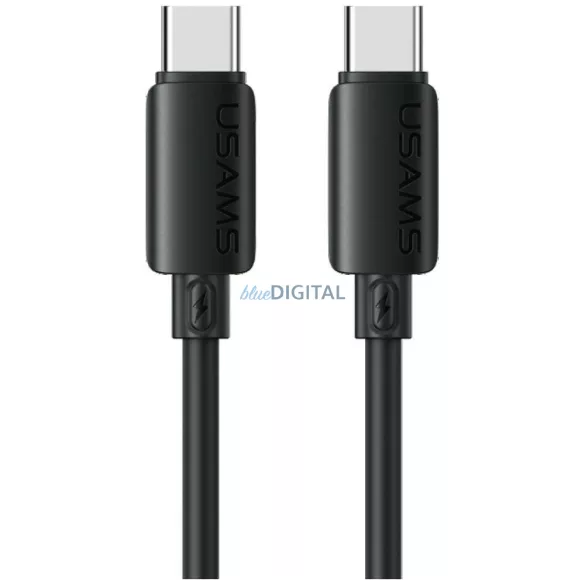 USAMS U98 szilikon USB-C - USB-C kábel 60W 3A gyorstöltés - fekete
