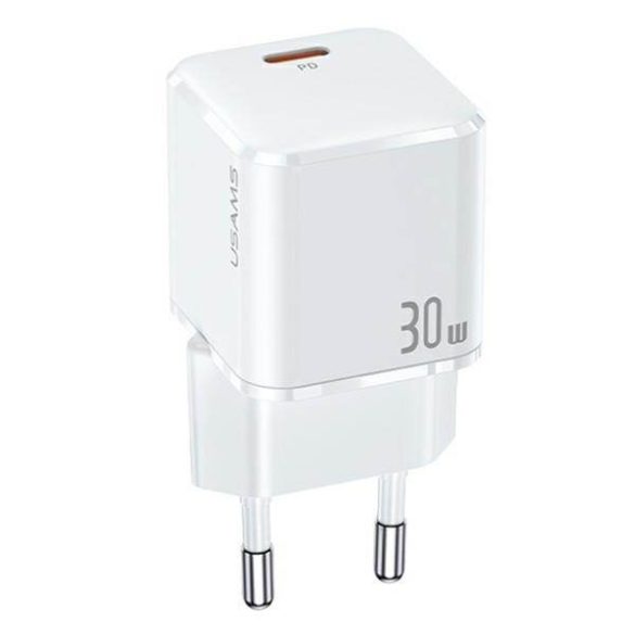 USAMS töltő 1xUSB-C T45 mini 30W (csak fej) PD3.0 gyorstöltés fehér CC148TC02 (US-CC148)