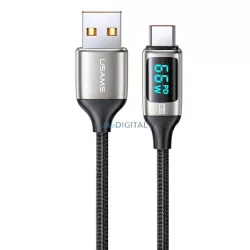   USAMS kábel fonott U78 USB-C 1.2m LED 6A gyorstöltés fehér SJ544USB02 (US-SJ544)