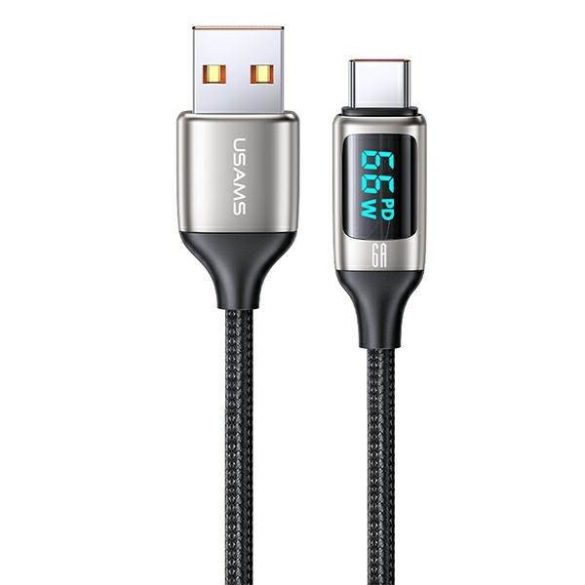 USAMS kábel fonott U78 USB-C 1.2m LED 6A gyorstöltés fehér SJ544USB02 (US-SJ544)