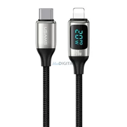   USAMS kábel fonott U78 USB-C - Lightning LED 1.2m 20W PD gyorstöltés fehér SJ545USB02 (US-SJ545)