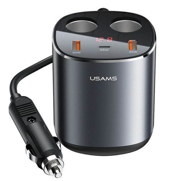 USAMS autós elosztó 2xUSB-A/ 1xUSB-C C28 245W szürke CC151TC01 (US-CC151)