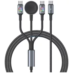   USAMS Huan Series 3az1-ben kábel indukciós töltővel 72W USB-C - acélszürke