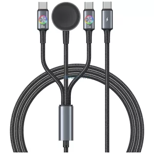 USAMS Huan Series 3az1-ben kábel indukciós töltővel 72W USB-C - acélszürke