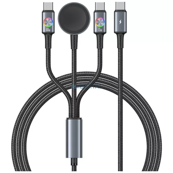 USAMS Huan Series 3az1-ben kábel indukciós töltővel 72W USB-C - acélszürke