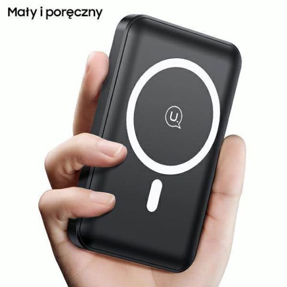 USAMS Powerbank PB64 10000mAh 20W QC3.0+PD mágneses vezeték nélküli gyorstöltés fekete 10KCD17301 (US-CD173)