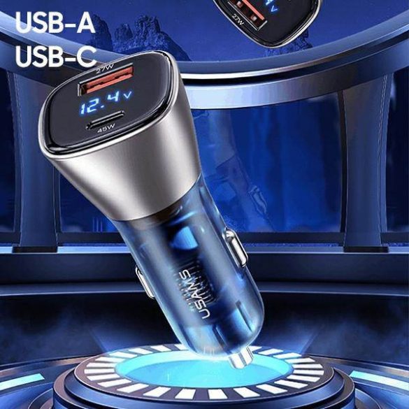 USAMS autós töltő C29 72W USB-A/USB-C gyorstöltő világos arany CC155CC01 (US-CC155)