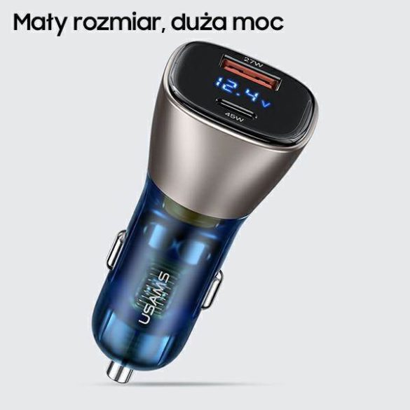 USAMS autós töltő C29 72W USB-A/USB-C gyorstöltő világos arany CC155CC01 (US-CC155)