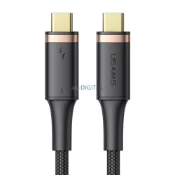   USAMS kábel U72 USB-C na USB-C 100W PDThunderbolt 3 5A 0.8m fekete SJ553USB01 (US-SJ553)