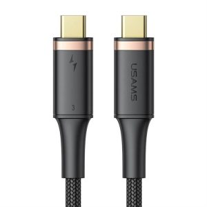 USAMS kábel U72 USB-C - USB-C 100W PD Thunderbolt 3 5A 0.8m fekete SJ553USB01 (US-SJ553) (US-SJ553)