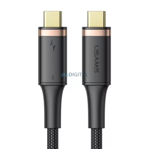 USAMS kábel U72 USB-C na USB-C 100W PDThunderbolt 3 5A 0.8m fekete SJ553USB01 (US-SJ553)