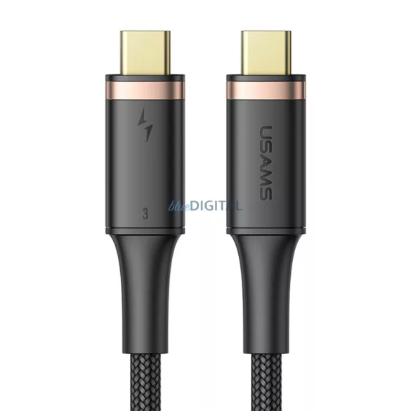 USAMS kábel U72 USB-C na USB-C 100W PDThunderbolt 3 5A 0.8m fekete SJ553USB01 (US-SJ553)