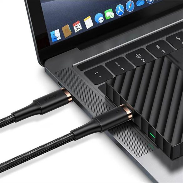 USAMS kábel U72 USB-C - USB-C 100W PD Thunderbolt 3 5A 0.8m fekete SJ553USB01 (US-SJ553) (US-SJ553)