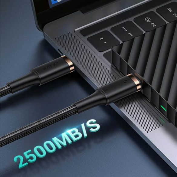 USAMS kábel U72 USB-C - USB-C 100W PD Thunderbolt 3 5A 0.8m fekete SJ553USB01 (US-SJ553) (US-SJ553)