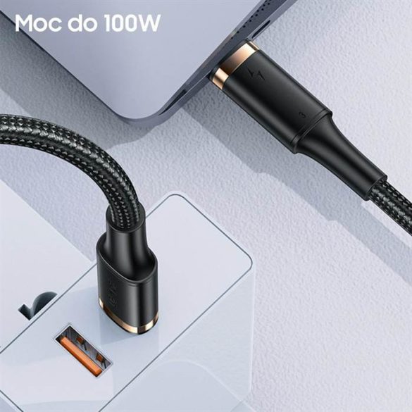 USAMS kábel U72 USB-C - USB-C 100W PD Thunderbolt 3 5A 0.8m fekete SJ553USB01 (US-SJ553) (US-SJ553)