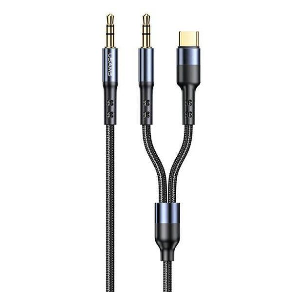 USAMS kábel fonott 2 az 1-ben 1,2m gyorstöltés (USB-C/Jack 3,5mm Jack 3,5mm) SJ555YP01 (US-SJ555)