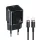 USAMS hálózati töltő 1xUSB-C T45 30WPD3.0 + QC3.0 gyors töltő + U63 USB-C/Lightning kábel, fekete/black UXTZH01 (USAMS-UX)
