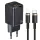 USAMS hálózati töltő 1xUSB-C + 1xUSB T43 33WPD3.0 + QC3.0 + U63 USB-C–Lightning kábel, fekete/black USKTZ01