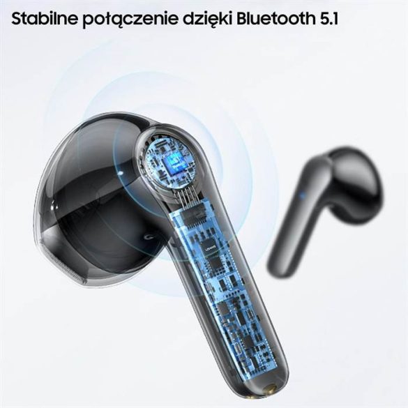 USAMS Bluetooth fülhallgató 5.1 TWS XH Series Dual mic vezeték nélküli rózsaszín BHUXH04