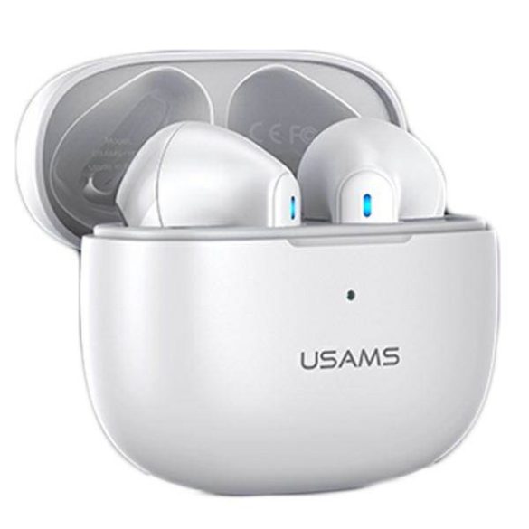 USAMS Bluetooth fülhallgató 5.2 TWS NX10 Series Dual mic vezeték nélküli fehér BHUNX02