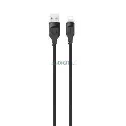  USAMS kábel lightning gyorstöltés 2,4A Lithe sorozat 1,2m fekete SJ565USB01(US-SJ565)
