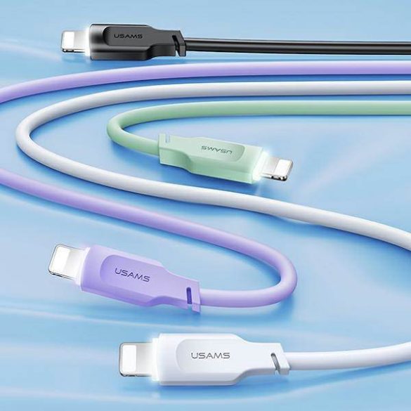 USAMS kábel lightning gyorstöltés 2,4A Lithe sorozat 1,2m fekete SJ565USB01(US-SJ565)