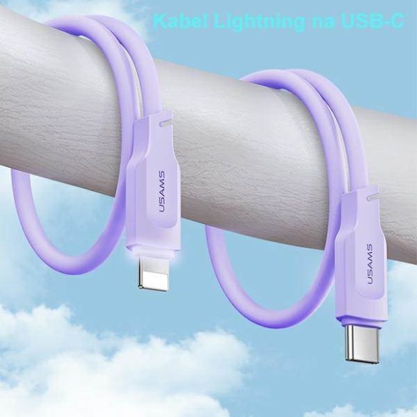 USAMS kábel USB-C - Lightning PD gyorstöltés Lithe sorozat 1,2m 20W fekete SJ566USB01 (US-SJ566)