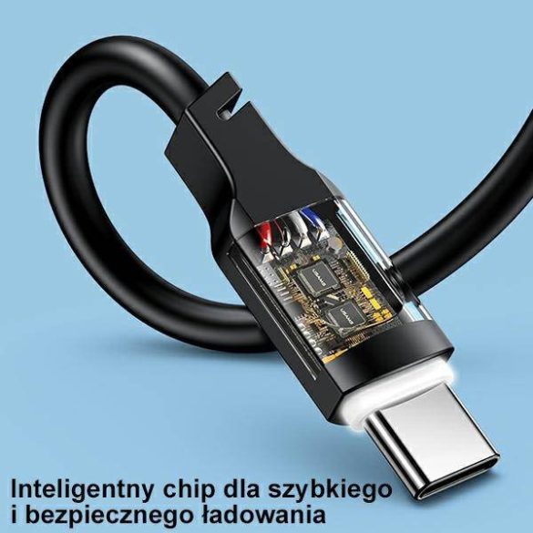 USAMS kábel USB-C - USB-C PD gyorstöltés 1,2m 100W Lithe sorozat fekete SJ567USB01(US-SJ567)